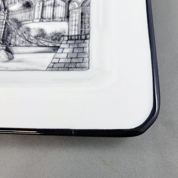 London Brunelli Cities Salad Plate Square 7.5” Made In Italy Black White Read - Picture 7 of 8